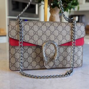Gucci Beige and Red Shoulder Bag